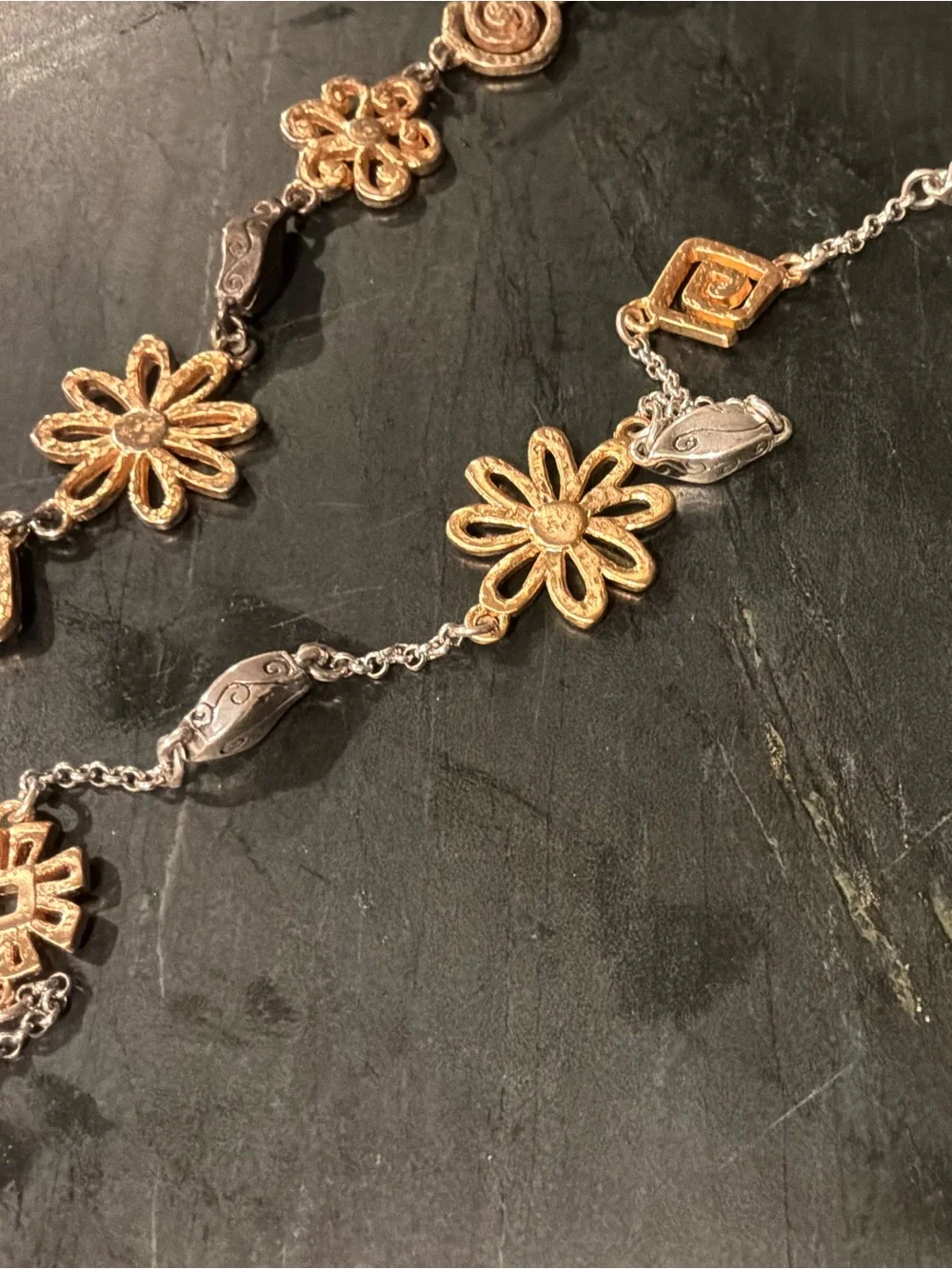 Brighton Two-Tone Floral & Geometric Necklace/Bracelet Set